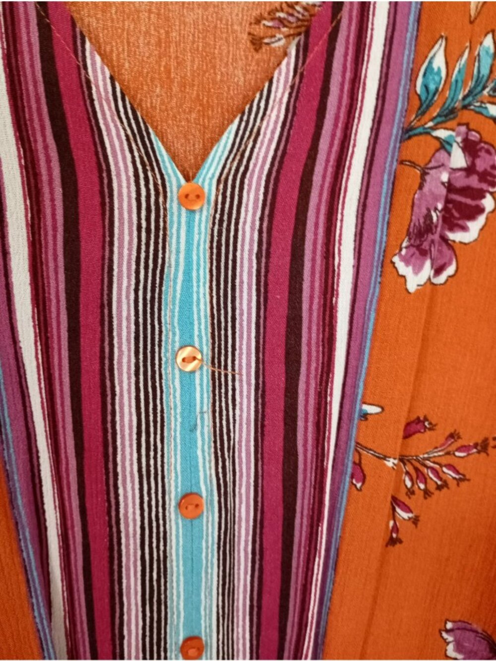Style & Co Floral Tie-Front Kimono Top Orange Multicolor Size XL Womens - Picture 8 of 9